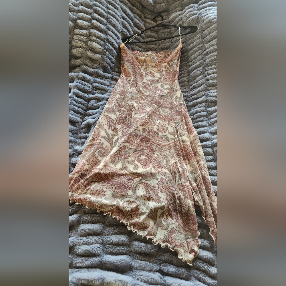 Sweet Pea Cream and Pink Paisley strapless dress